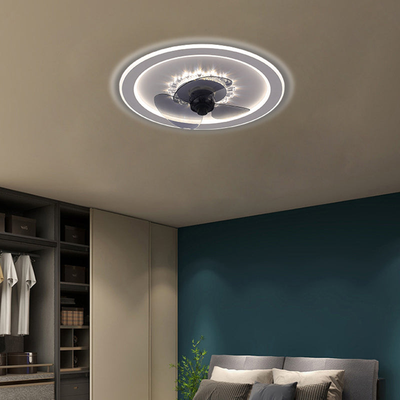 Moderni ventilatori geometrici con soffitto geometrico a ventole a ventole leggera moderna con ombra acrilica