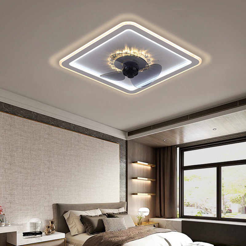 Moderni ventilatori geometrici con soffitto geometrico a ventole a ventole leggera moderna con ombra acrilica