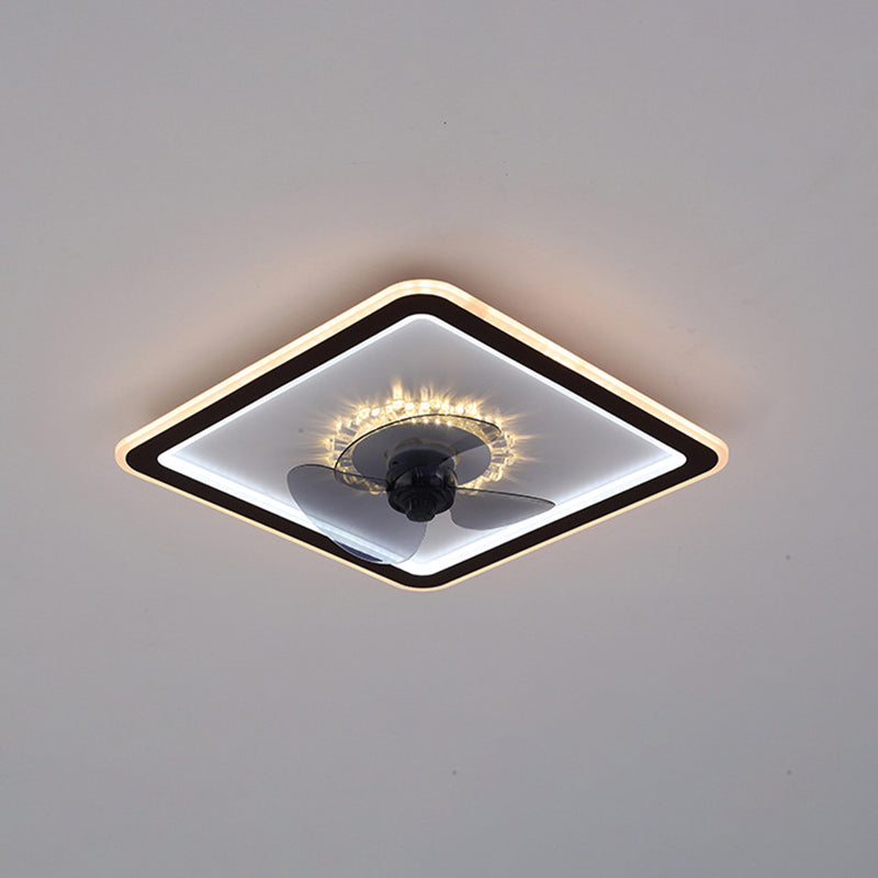 Moderni ventilatori geometrici con soffitto geometrico a ventole a ventole leggera moderna con ombra acrilica