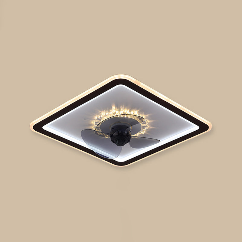 Moderne, prägnante LED -Deckenventilator Leichte Eisen -Geometrie -Deckenventilatoren mit Acrylschatten