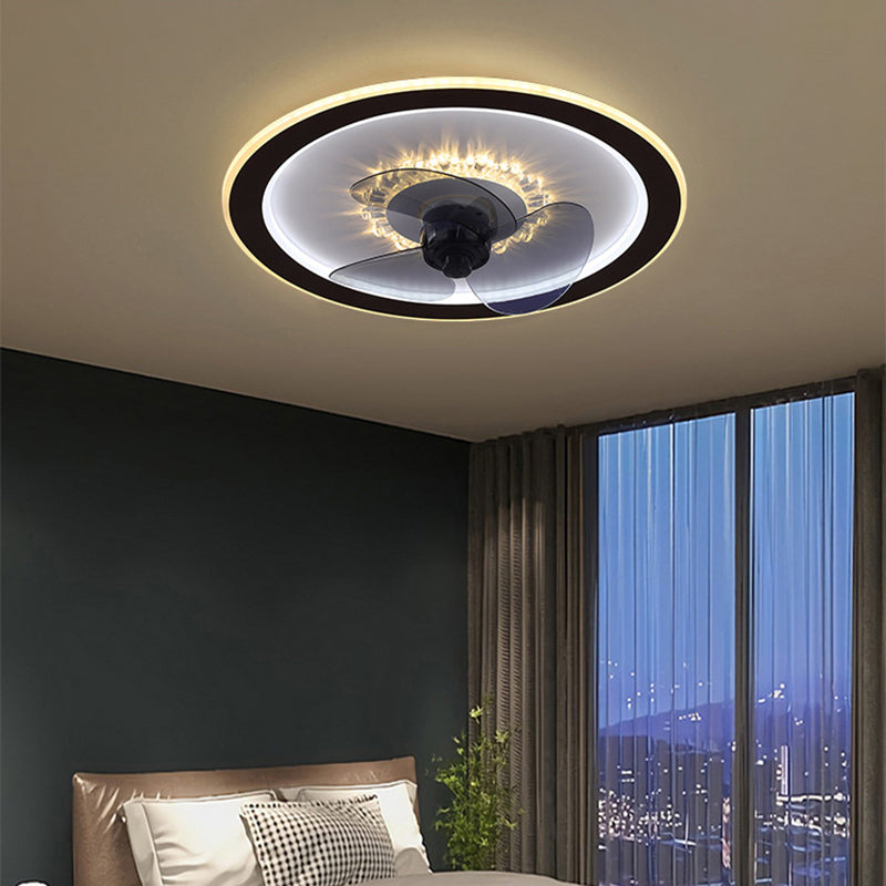 Moderni ventilatori geometrici con soffitto geometrico a ventole a ventole leggera moderna con ombra acrilica
