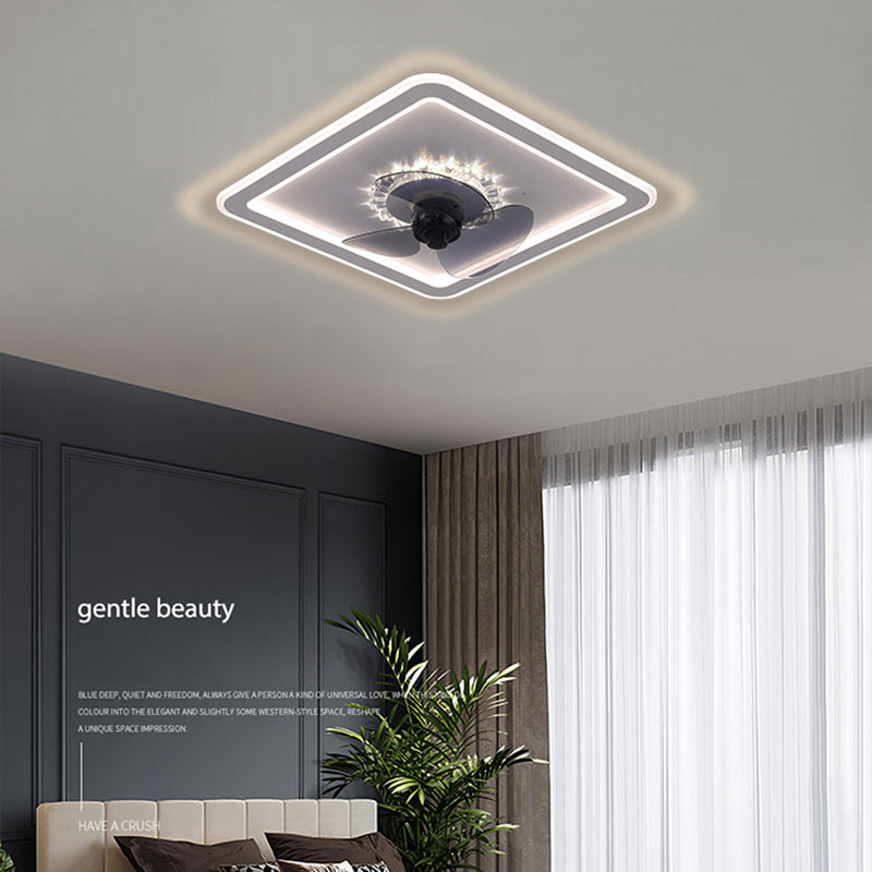 Moderni ventilatori geometrici con soffitto geometrico a ventole a ventole leggera moderna con ombra acrilica