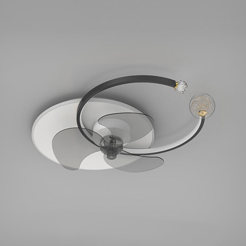 Modern Style Ceiling Fan Lighting Metal 3 Lights Ceiling Fan Lamp with Crystal for Bedroom