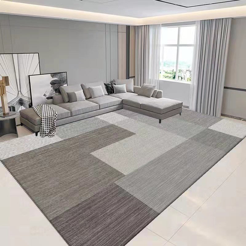 Gray Simple Carpet Polyester Geometry Print Carpet Washable Carpet for Drawing Room