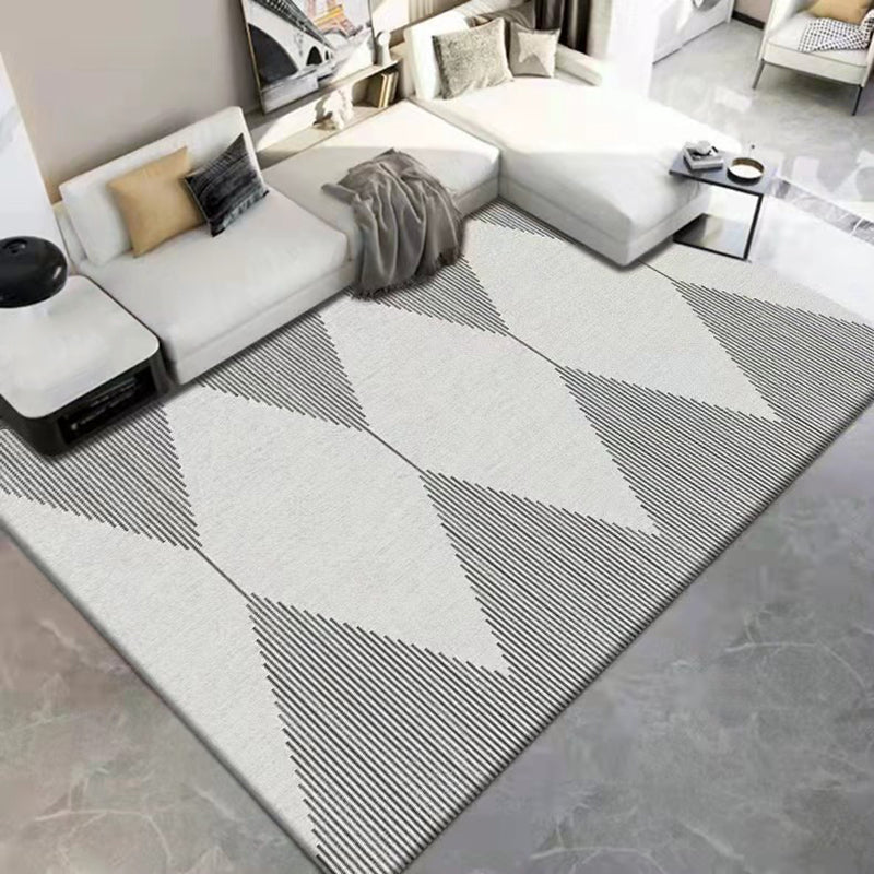Gray Simple Carpet Polyester Geometry Print Carpet Washable Carpet for Drawing Room