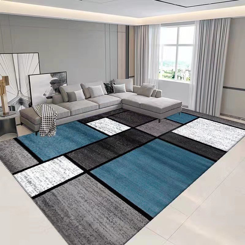Gray Simple Carpet Polyester Geometry Print Carpet Washable Carpet for Drawing Room