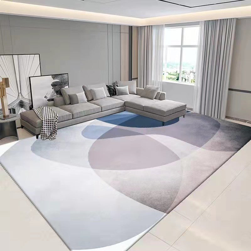 Gray Simple Carpet Polyester Geometry Print Carpet Washable Carpet for Drawing Room