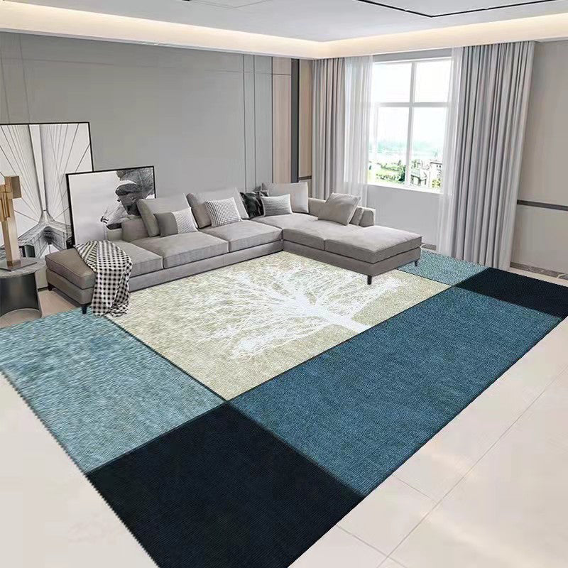 Gray Simple Carpet Polyester Geometry Print Carpet Washable Carpet for Drawing Room
