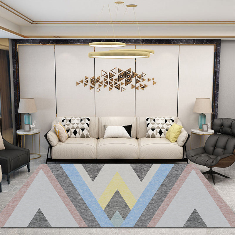 Black Modern Rug Polyester Graphic Rug Washable Indoor Rug for Living Room