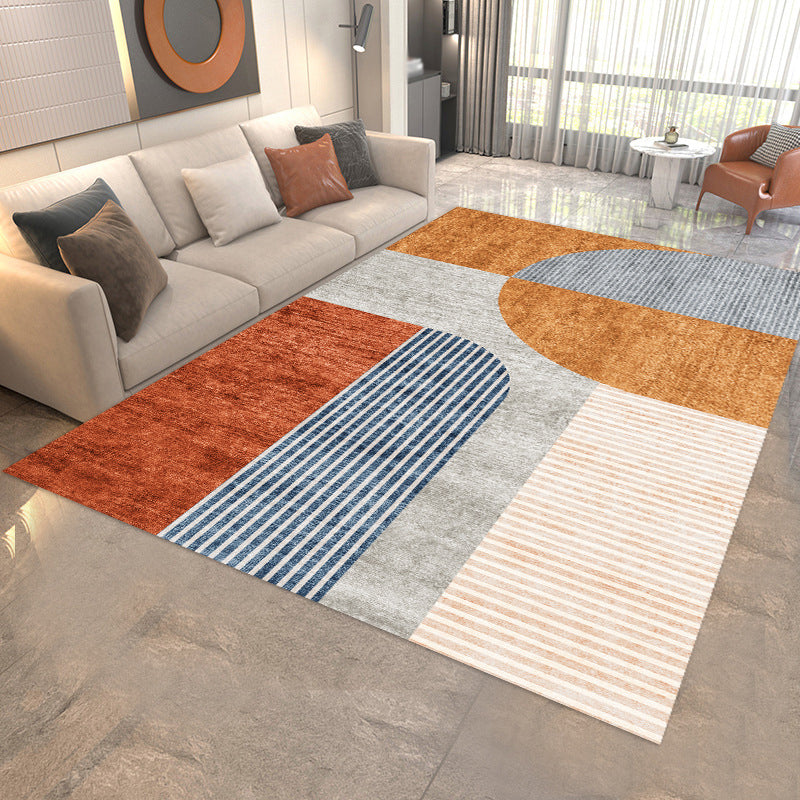 Black Modern Rug Polyester Graphic Rug Washable Indoor Rug for Living Room