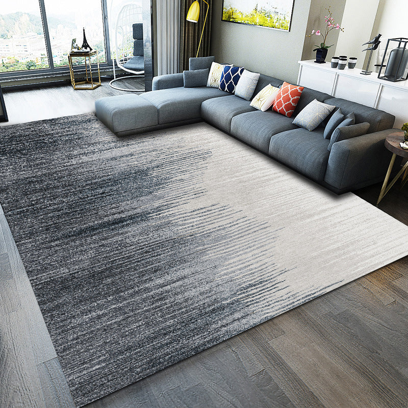 Black Modern Rug Polyester Graphic Rug Washable Indoor Rug for Living Room