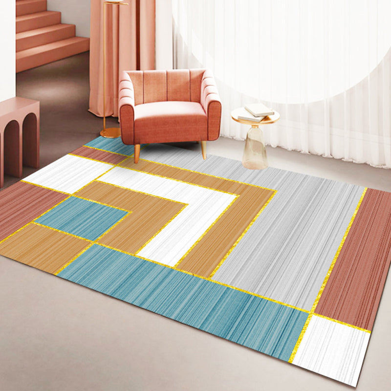 Orange Modern Rug Polyester Pattern Indoor Rug Stain Resistant Rug for Living Room