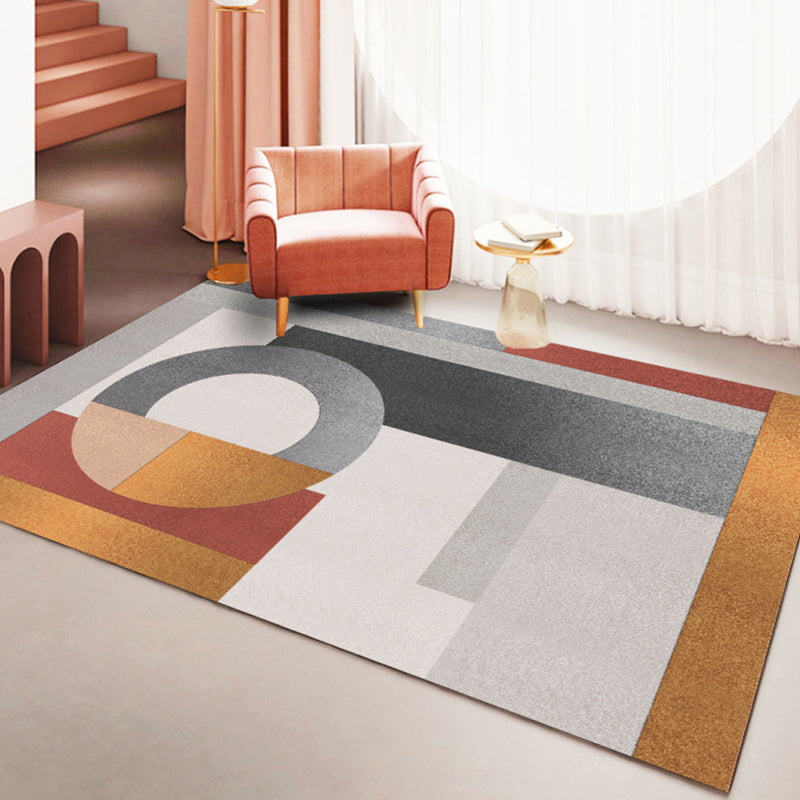 Orange Modern Rug Polyester Pattern Indoor Rug Stain Resistant Rug for Living Room