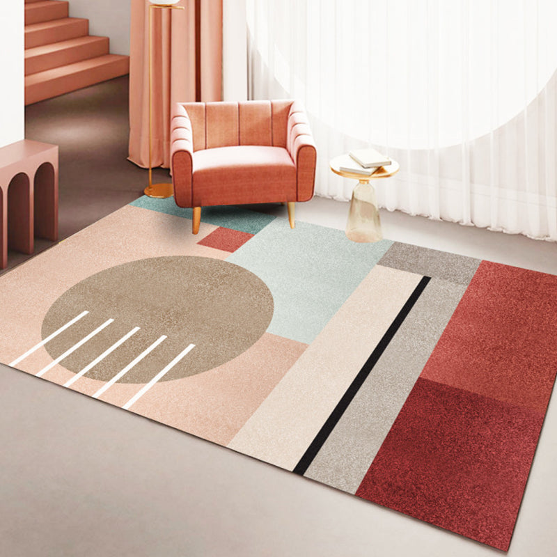 Orange Modern Rug Polyester Pattern Indoor Rug Stain Resistant Rug for Living Room