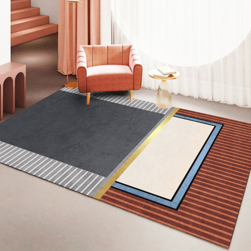 Orange Modern Rug Polyester Pattern Indoor Rug Stain Resistant Rug for Living Room