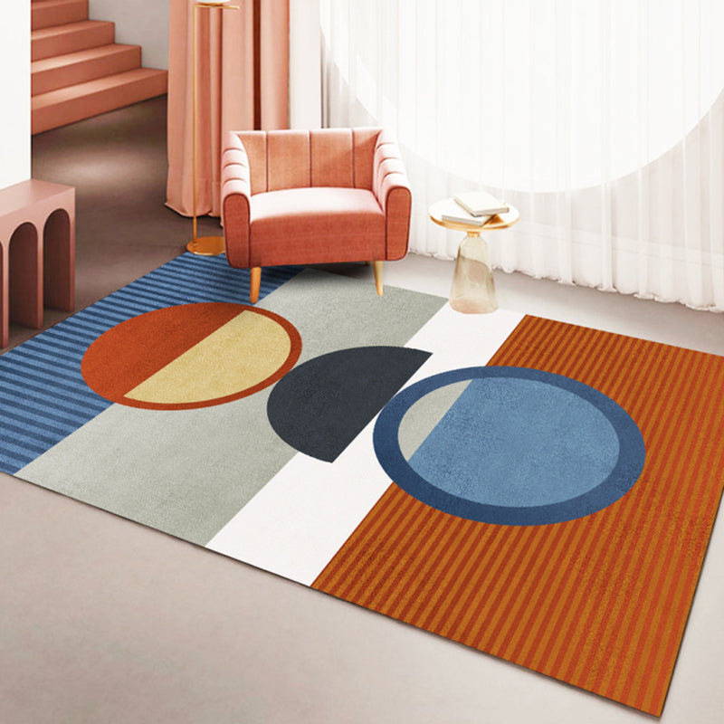 Orange Modern Rug Polyester Pattern Indoor Rug Stain Resistant Rug for Living Room