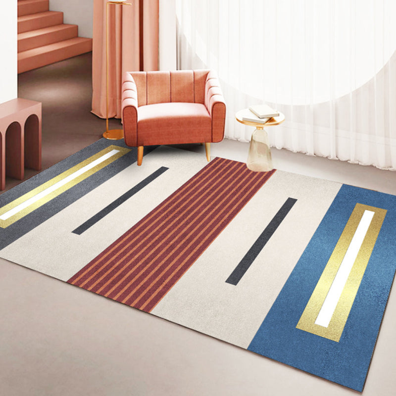 Orange Modern Rug Polyester Pattern Indoor Rug Stain Resistant Rug for Living Room