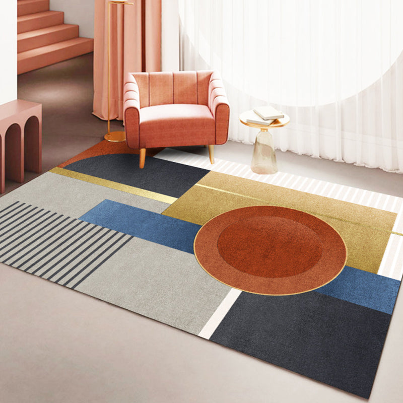 Orange Modern Rug Polyester Pattern Indoor Rug Stain Resistant Rug for Living Room