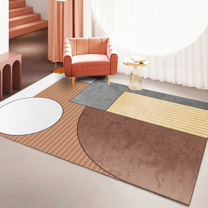 Orange Modern Rug Polyester Pattern Indoor Rug Stain Resistant Rug for Living Room