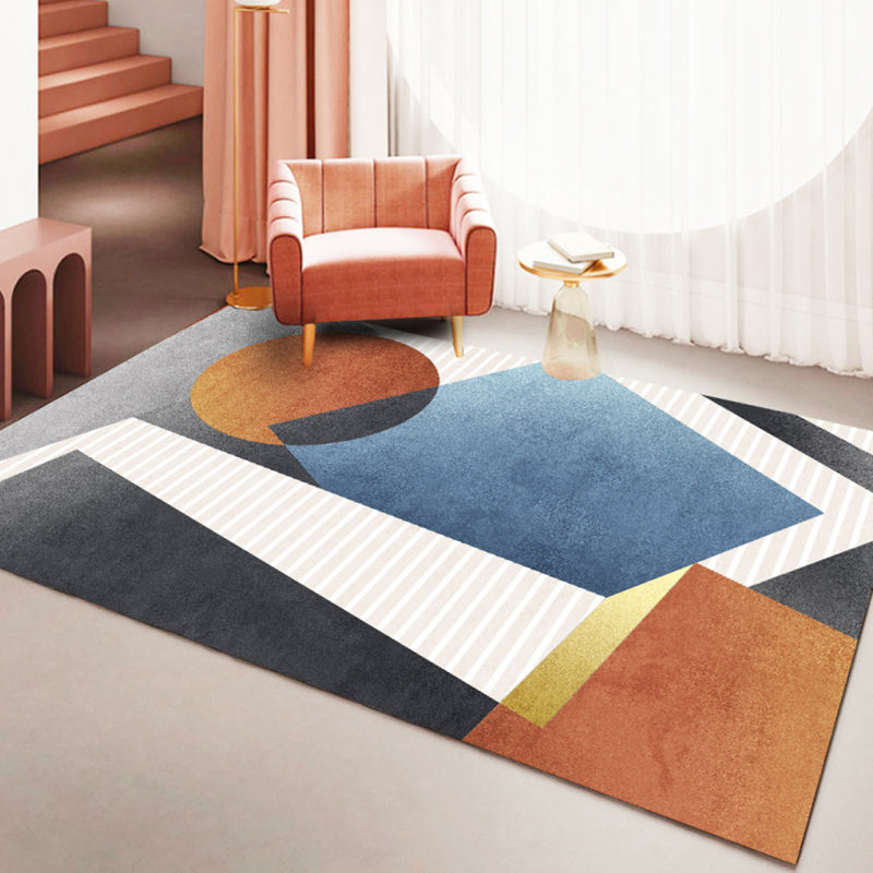 Orange Modern Rug Polyester Pattern Indoor Rug Stain Resistant Rug for Living Room
