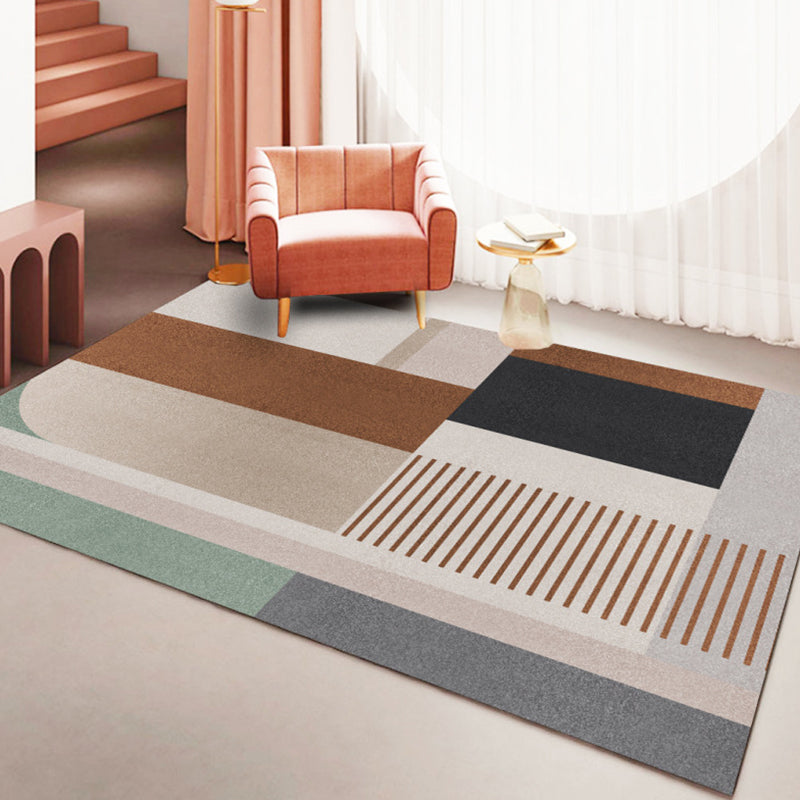 Orange Modern Rug Polyester Pattern Indoor Rug Stain Resistant Rug for Living Room