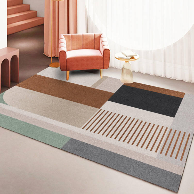Pink Modern Rug Polyester Irregular Color Piece Rug Washable Rug for Drawing Room