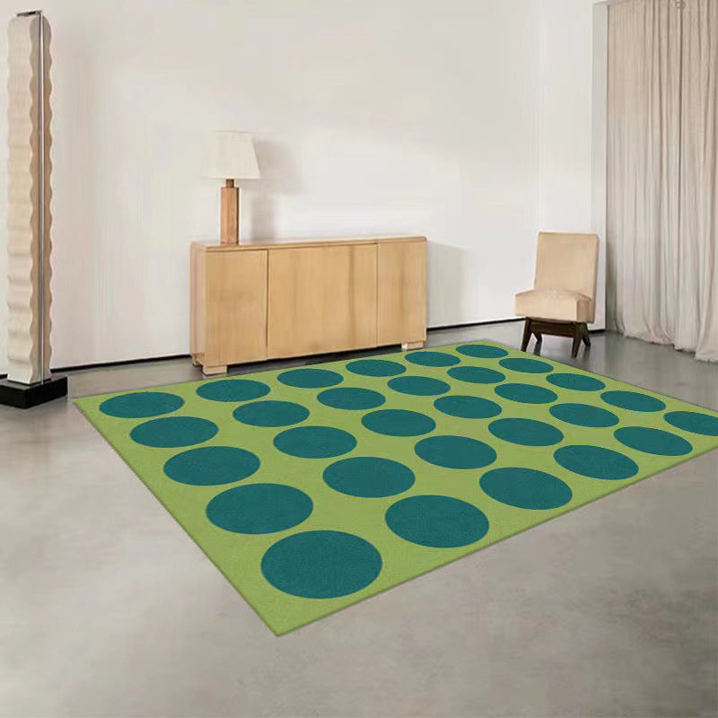 Dark Green Modern Rug Polyester Circle Rug Washable Rug for Living Room