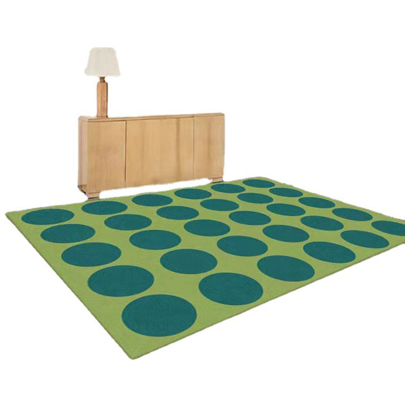 Dark Green Modern Rug Polyester Circle Rug Washable Rug for Living Room
