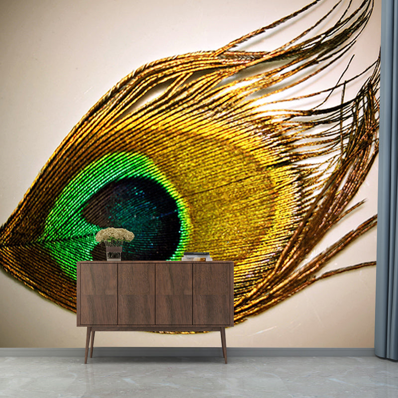Photography Stain Resistant Mural Wallpaper Peacock Feather Living Room Wall Mural