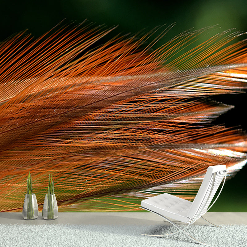 Modern Style Mural Wallpaper Feather Environment Friendly Bedroom Wall Mural