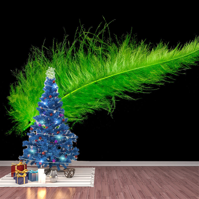 Modern Style Mural Wallpaper Feather Environment Friendly Bedroom Wall Mural