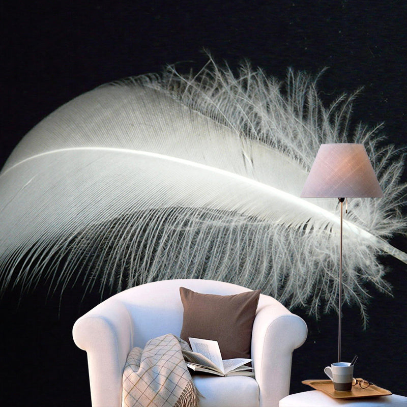 Modern Style Mural Wallpaper Feather Environment Friendly Bedroom Wall Mural