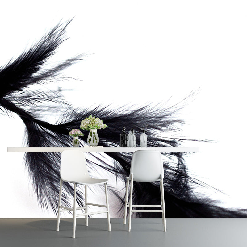 Modern Style Mural Wallpaper Feather Environment Friendly Bedroom Wall Mural