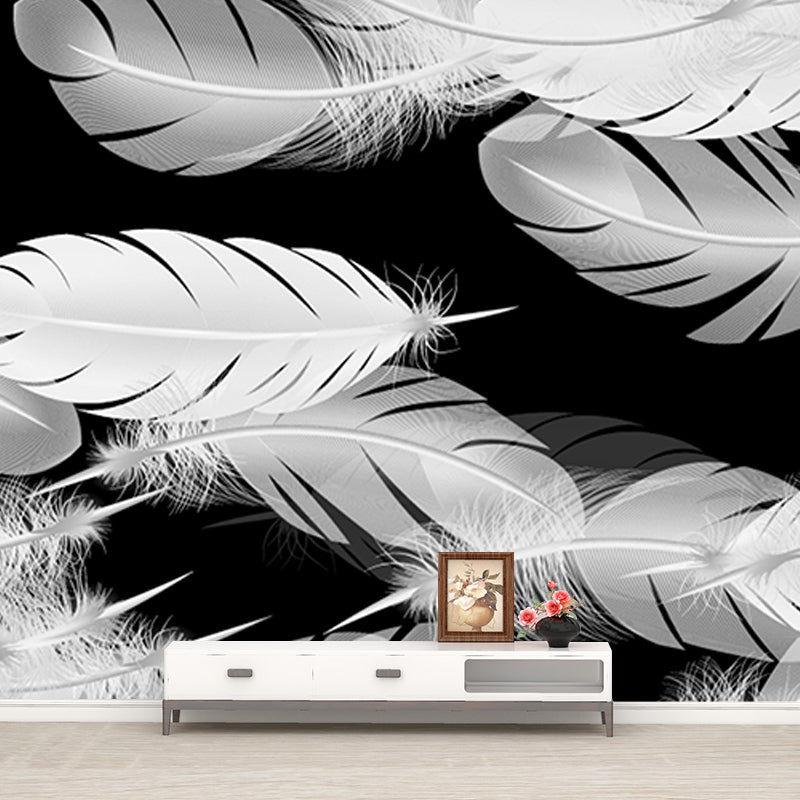 Illustration Stain Resistant Mural Wallpaper Feather Living Room Wall Mural