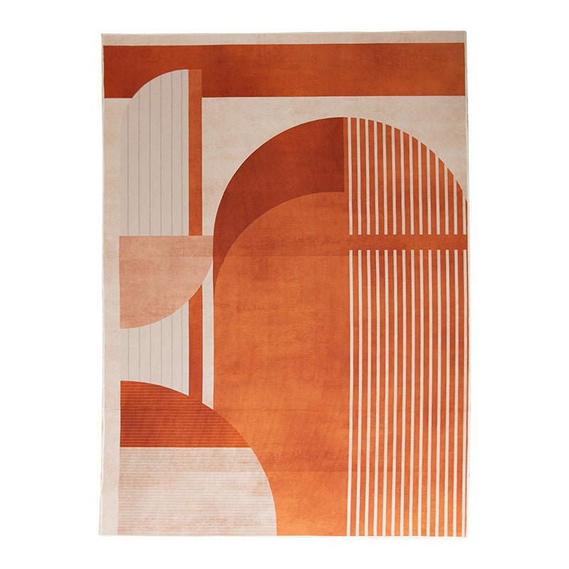 Orange Simple Rug Polyester Leaves Rug Stain Resistant Rug for Drawing Room