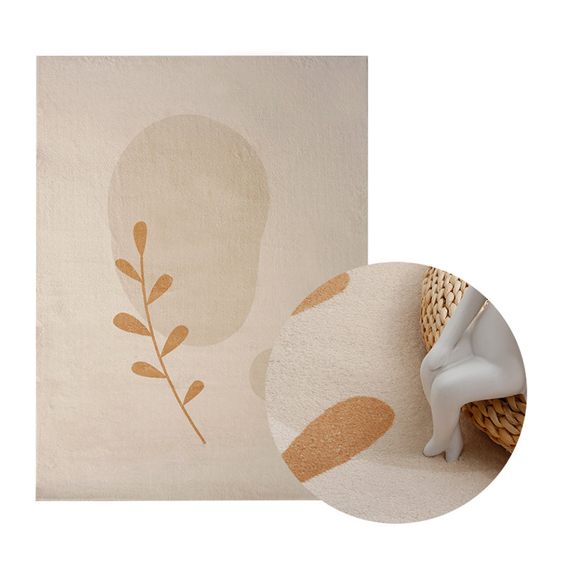 Orange Simple Rug Polyester Leaves Rug Stain Resistant Rug for Drawing Room