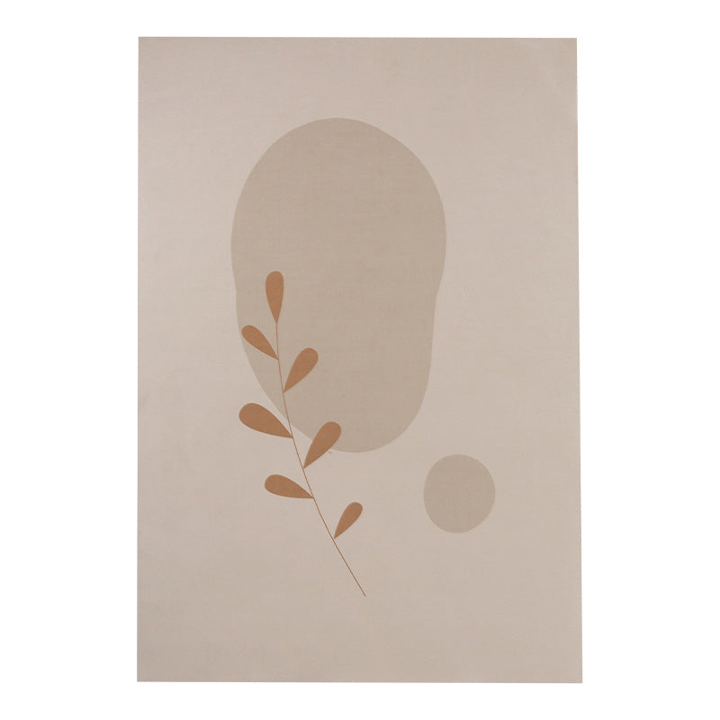 Orange Simple Rug Polyester Leaves Rug Stain Resistant Rug for Drawing Room