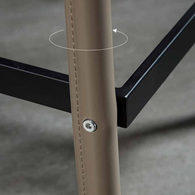 1 Pc Metal Leather Counter Stools Industrial Low Back Bar Stools with Rectangle Seat