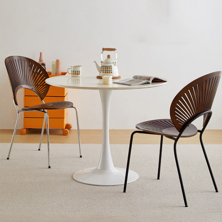 Sillas de comedor de madera de estilo moderno, respaldo abierto, sillas laterales con patas de metal