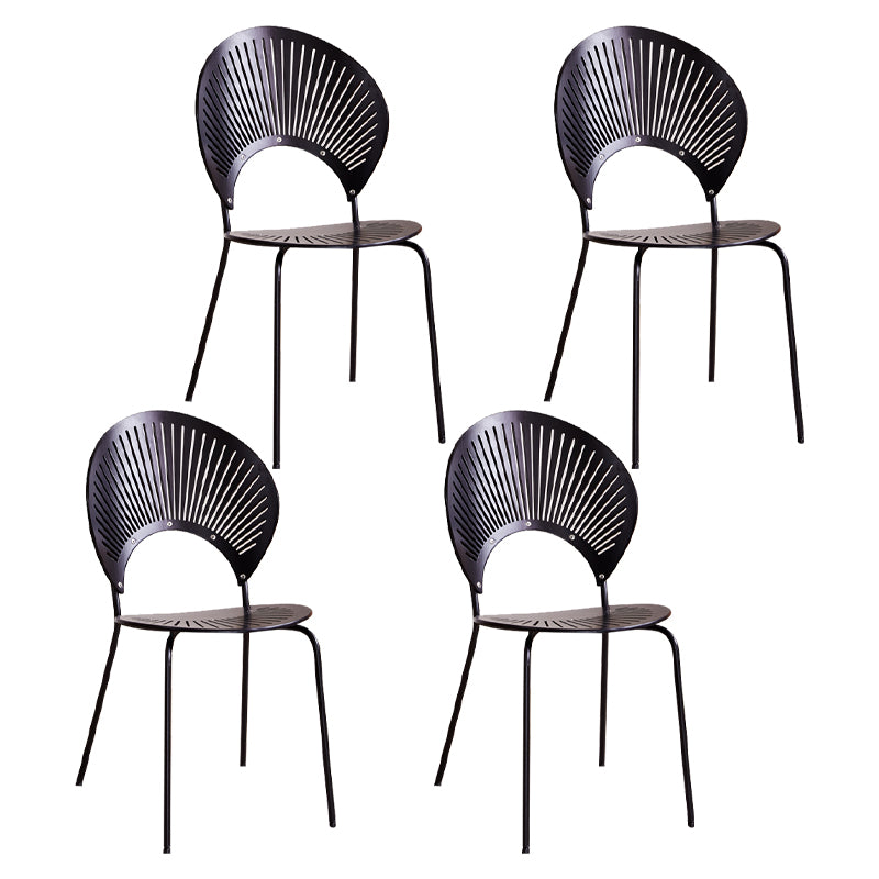 Sillas de comedor de madera de estilo moderno, respaldo abierto, sillas laterales con patas de metal
