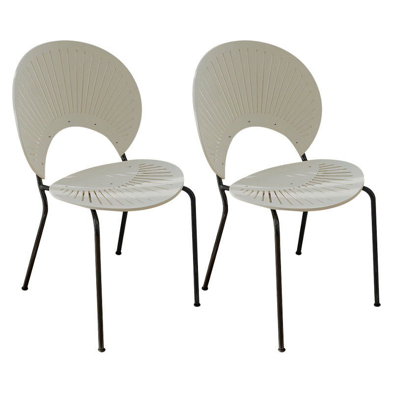 Sillas de comedor de madera de estilo moderno, respaldo abierto, sillas laterales con patas de metal