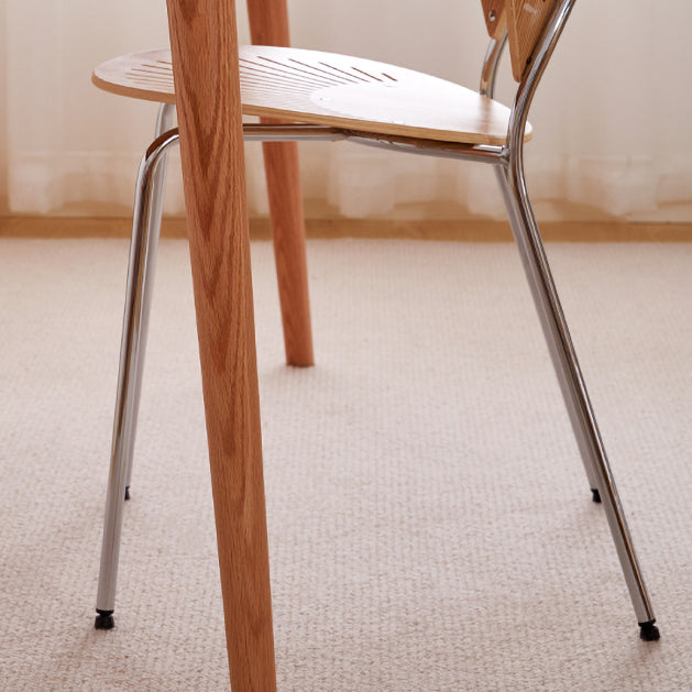 Sillas de comedor de madera de estilo moderno, respaldo abierto, sillas laterales con patas de metal