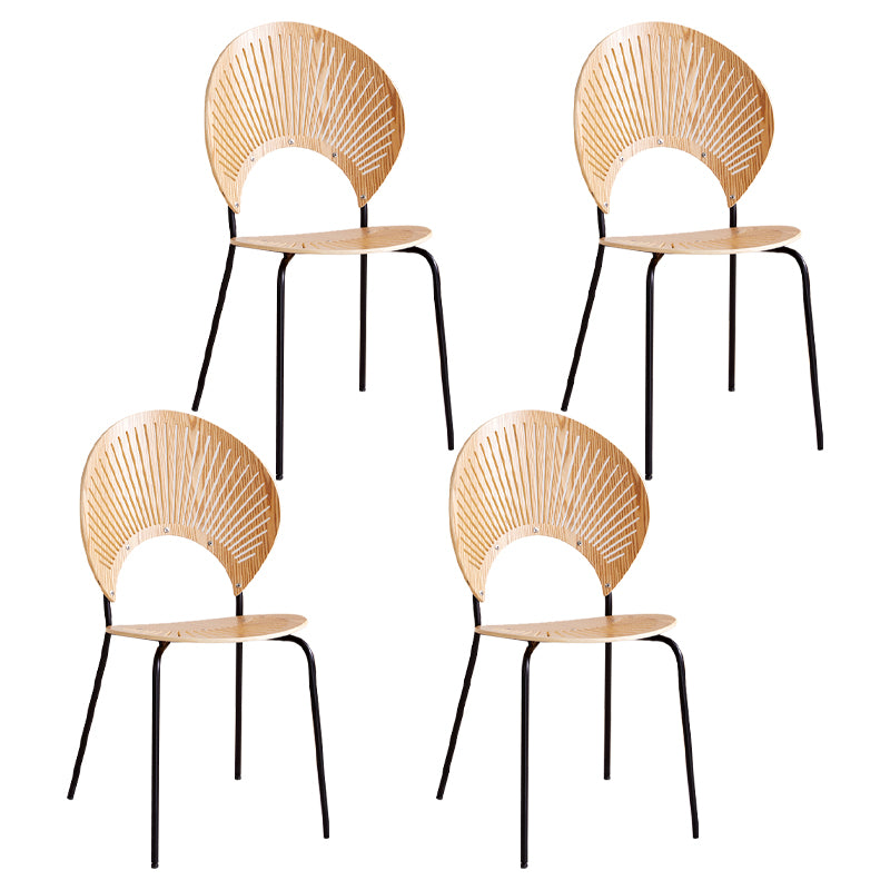 Sillas de comedor de madera de estilo moderno, respaldo abierto, sillas laterales con patas de metal