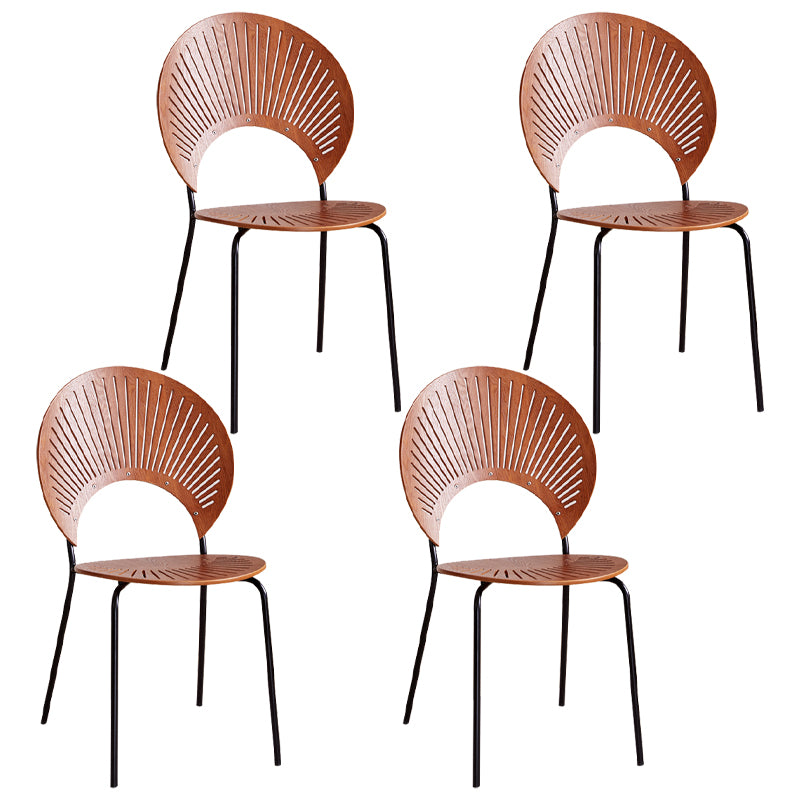 Sillas de comedor de madera de estilo moderno, respaldo abierto, sillas laterales con patas de metal