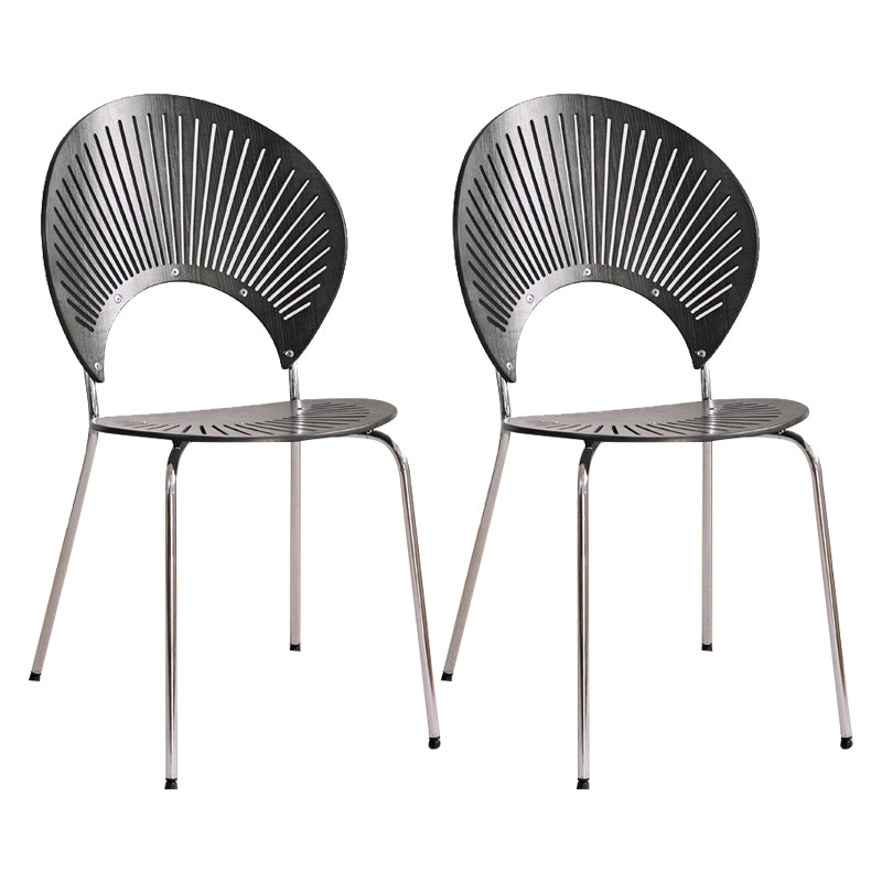 Sillas de comedor de madera de estilo moderno, respaldo abierto, sillas laterales con patas de metal