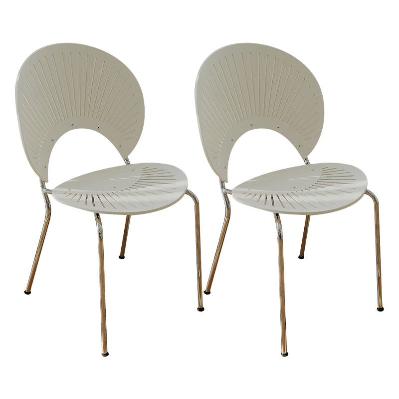 Sillas de comedor de madera de estilo moderno, respaldo abierto, sillas laterales con patas de metal