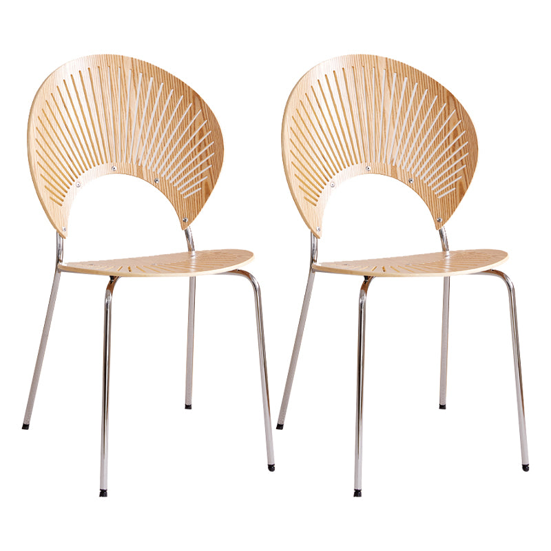 Sillas de comedor de madera de estilo moderno, respaldo abierto, sillas laterales con patas de metal
