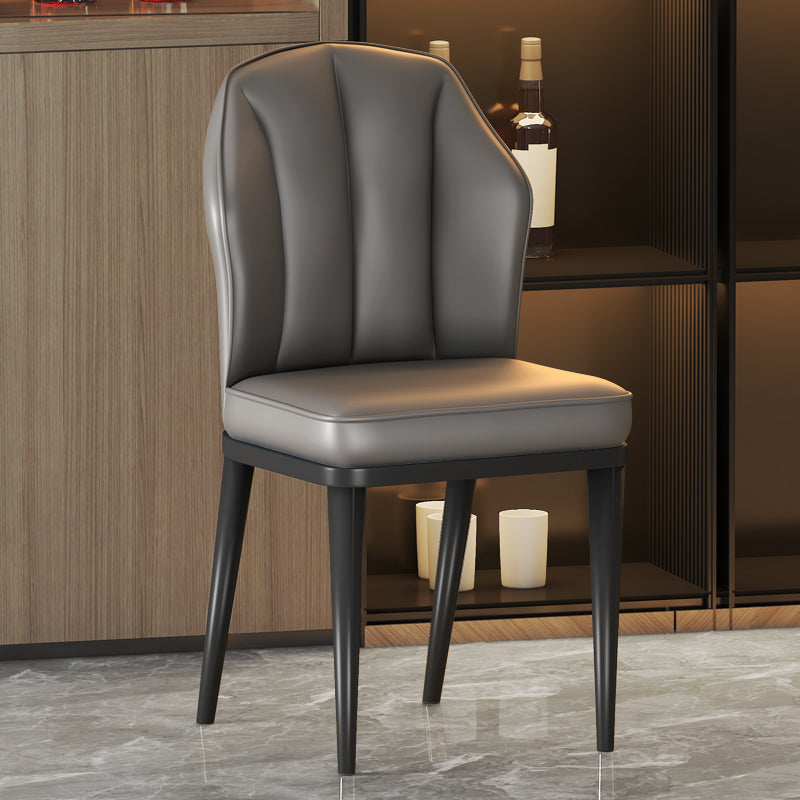 Sillas sin brazos de comedor de metal Glam tapizadas sillas de cuero para restaurante
