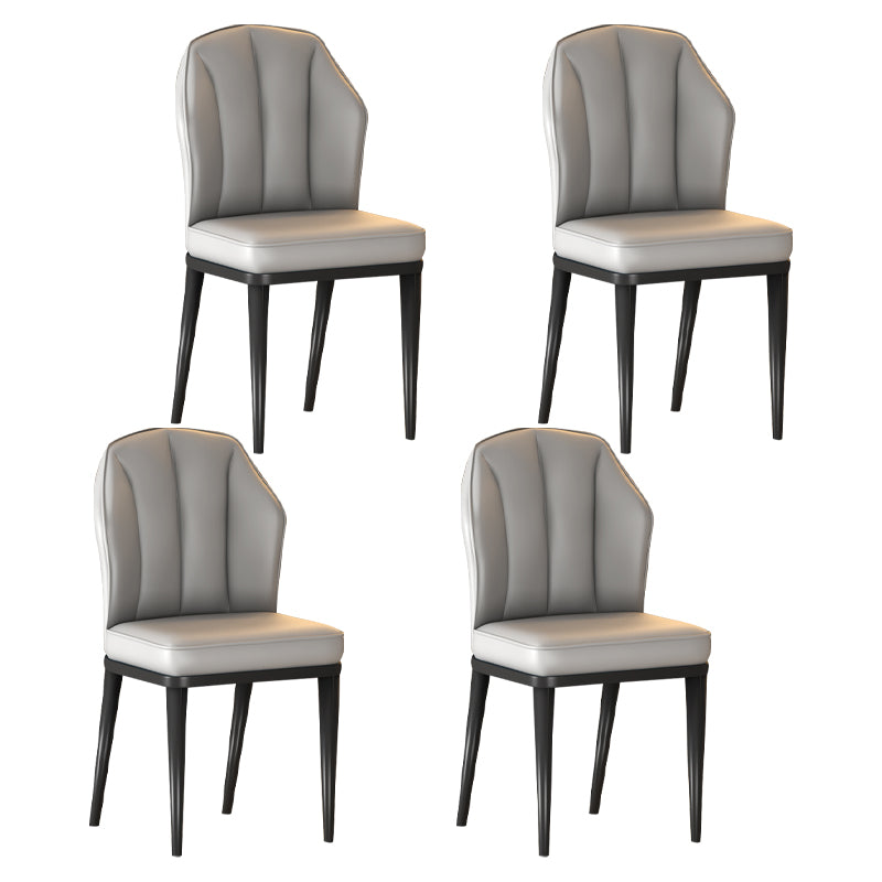 Sillas sin brazos de comedor de metal Glam tapizadas sillas de cuero para restaurante