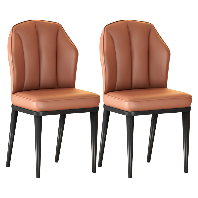 Sillas sin brazos de comedor de metal Glam tapizadas sillas de cuero para restaurante